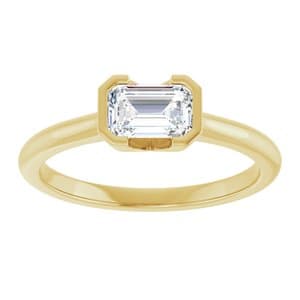 126823 / Engagement Ring / 14K Yellow Gold / Unset / Emerald / 6 X 4 Mm / Polished / Engagement Ring Mounting