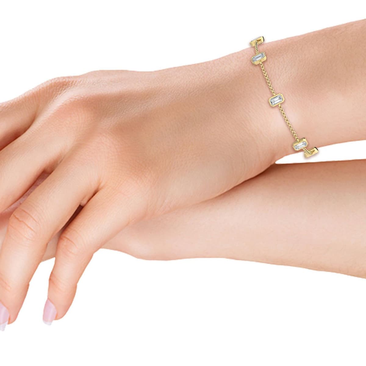 14K Yellow Gold Lab Grown Diamond BRACELET 0.97 ctw SJBR20035EM-1.00CT