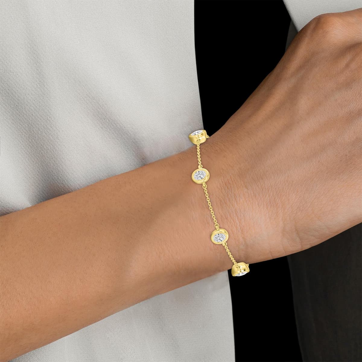 14K Yellow Gold Lab Grown Diamond BRACELET 0.95 ctw SJBR20036OV-1.00CT