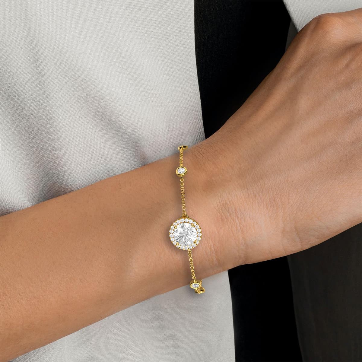 14K Yellow Gold Lab Grown Diamond BRACELET 0.98 ctw SJBR20072-1.00CT