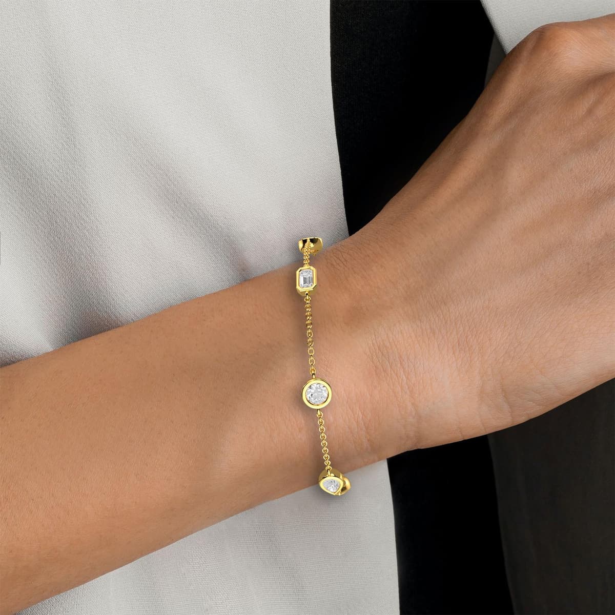 14K Yellow Gold Lab Grown Diamond BRACELET 0.91 ctw SJBR20086MS-1.00CT