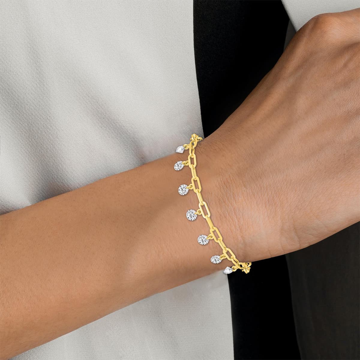 14K Yellow Gold Lab Grown Diamond BRACELET 2.98 ctw SJBR20370-2.83CT-7IN
