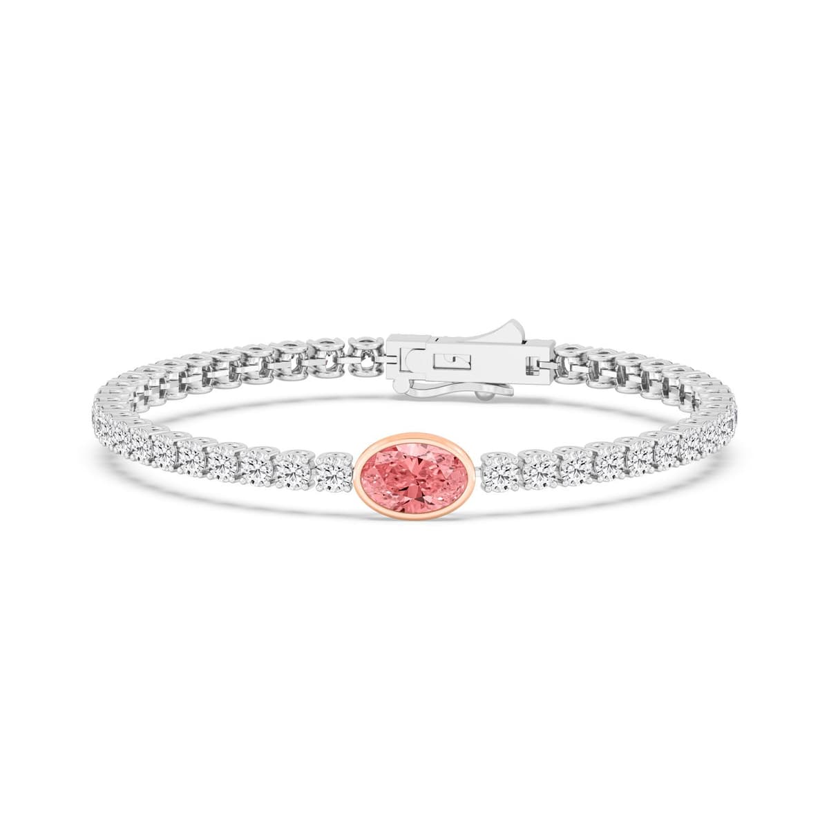 14K Rose & White Gold Lab Grown Diamond BRACELET 9.41 ctw SJBR20375OV-2.25CT-7IN