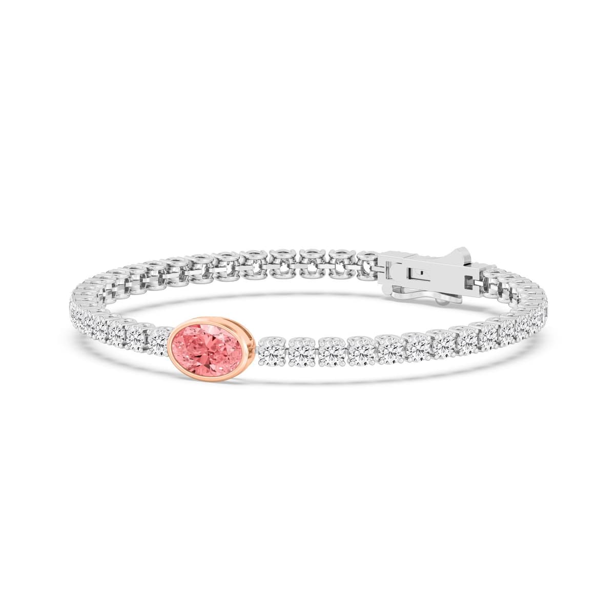 14K Rose & White Gold Lab Grown Diamond BRACELET 9.41 ctw SJBR20375OV-2.25CT-7IN