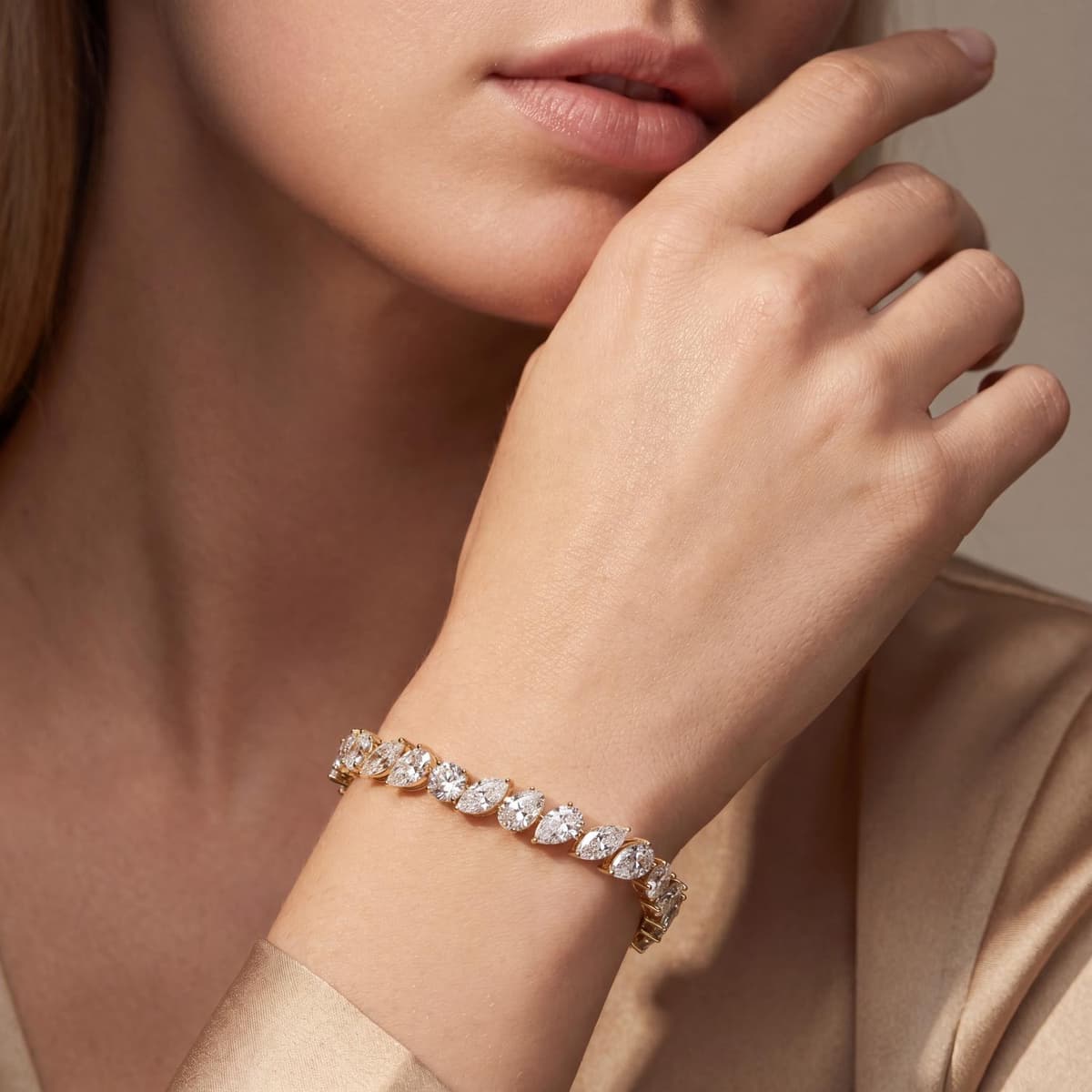14K Yellow Gold Lab Grown Diamond BRACELET 12.95 ctw SJBR20605-13.10CT-7IN
