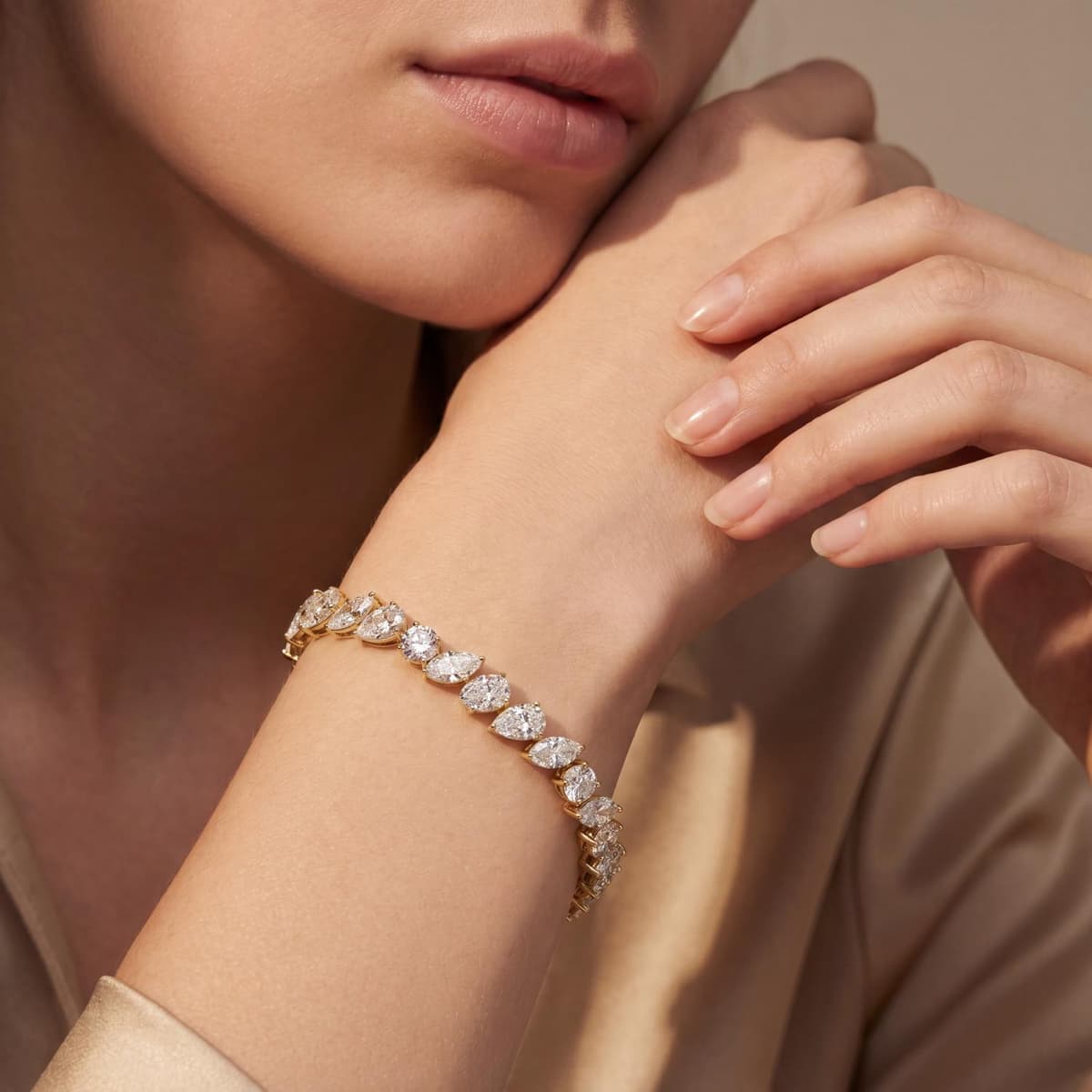 14K Yellow Gold Lab Grown Diamond BRACELET 12.95 ctw SJBR20605-13.10CT-7IN
