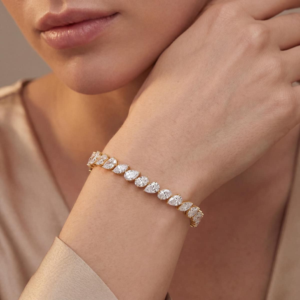 14K Yellow Gold Lab Grown Diamond BRACELET 13.78 ctw SJBR20607-13.63CT-7IN