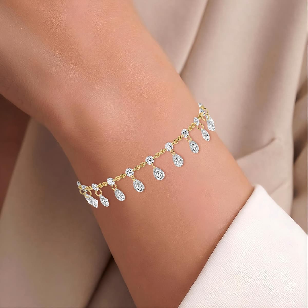 14K Yellow Gold Lab Grown Diamond BRACELET 5.79 ctw SJBR20626-5.83CT-7IN