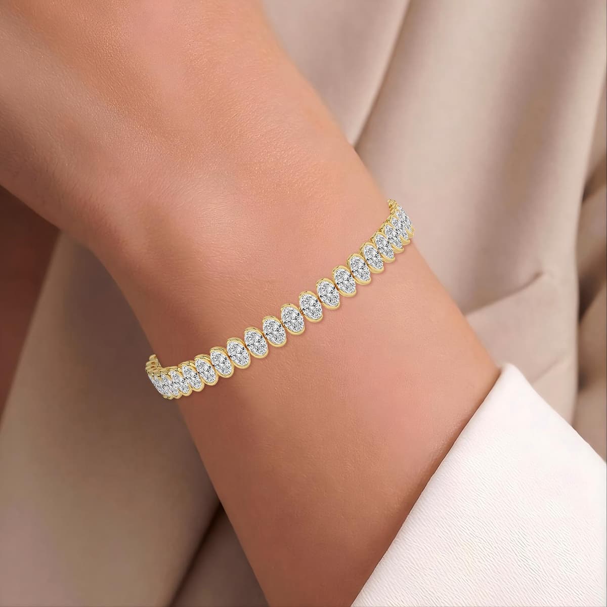 14K Yellow Gold Lab Grown Diamond BRACELET 13.85 ctw SJBR20633OV-0.32PT-7IN