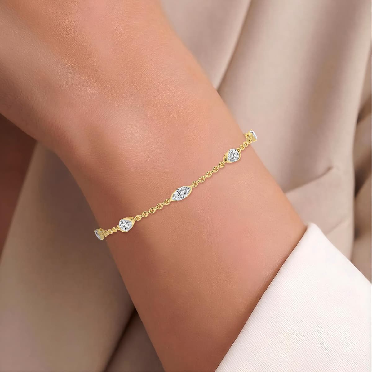 14K Yellow Gold Lab Grown Diamond BRACELET 1.81 ctw SJBR20649MQPE-1.83CT