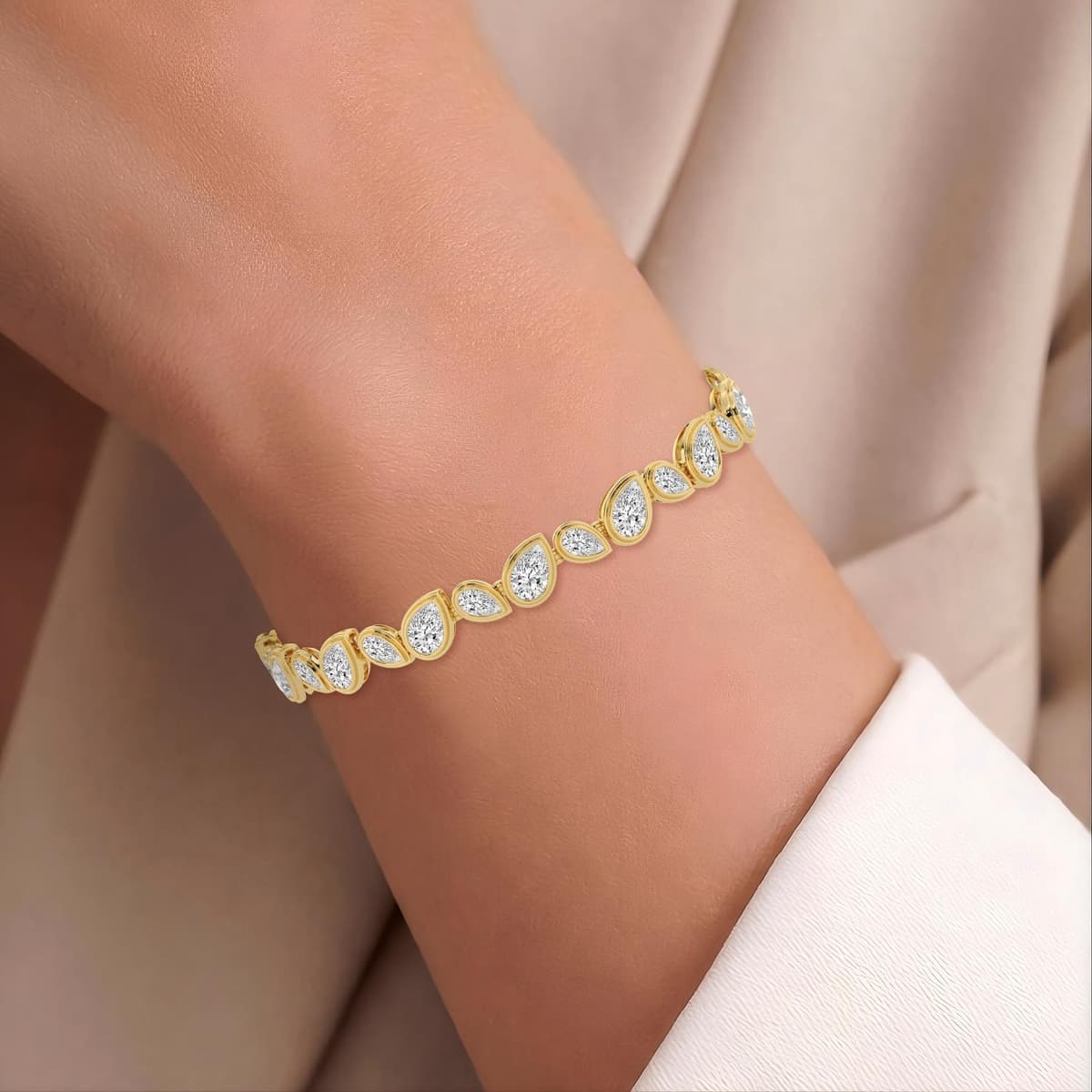 14K Yellow Gold Lab Grown Diamond BRACELET 10.92 ctw SJBR20663PE-10.50CT-7IN