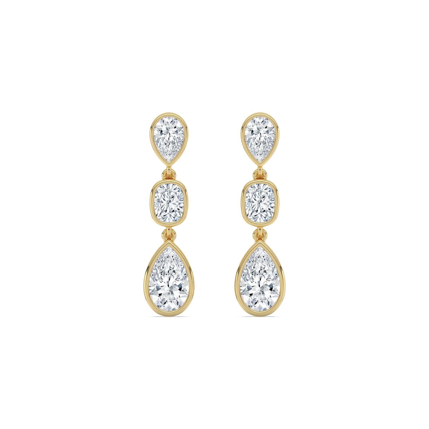 14K Yellow Gold Lab Grown Diamond EARRINGS 3.47 ctw SJE33874PECU-3.33CT