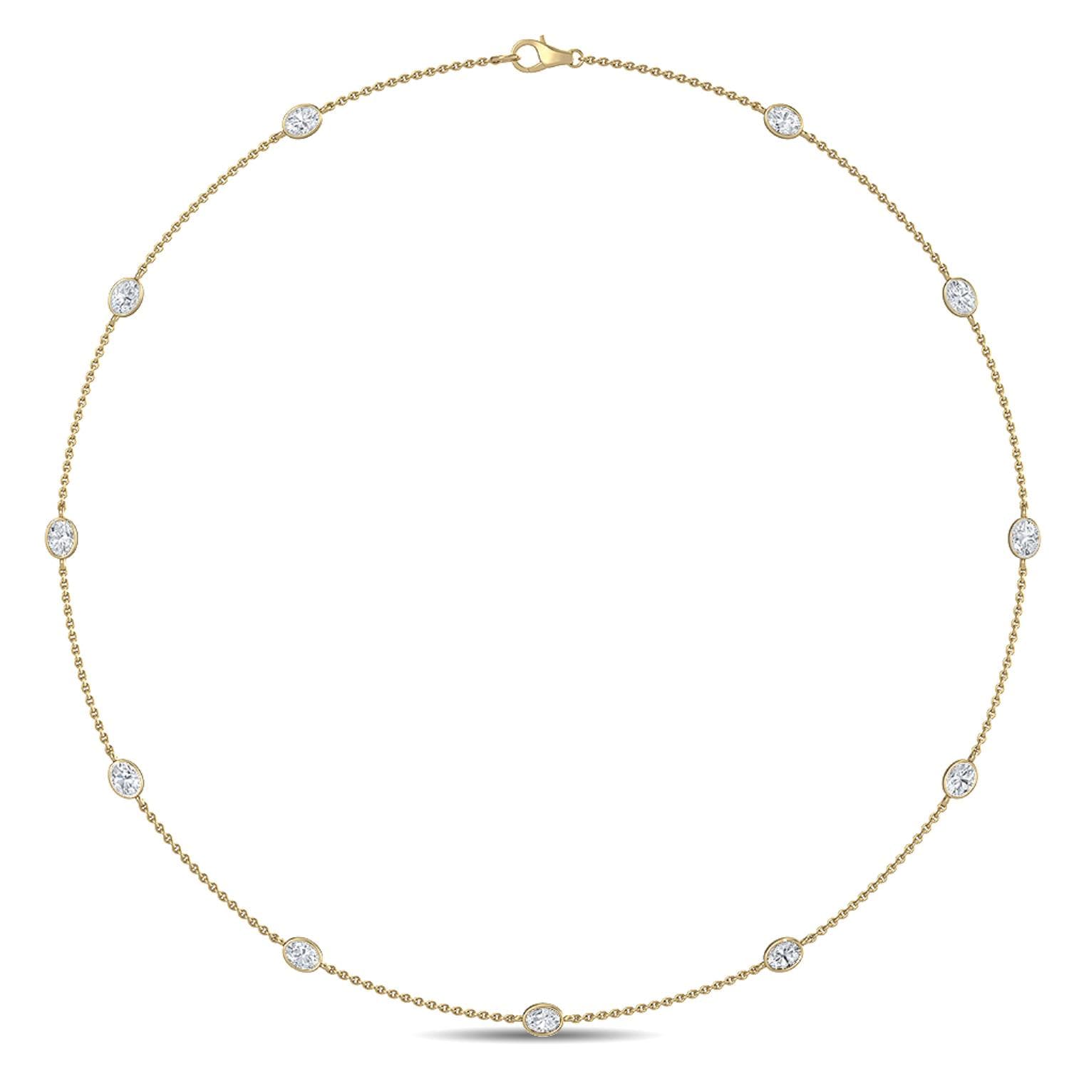 14K Yellow Gold Lab Grown Diamond NECKLACE 1.34 ctw SJN08016OV-1.33CT