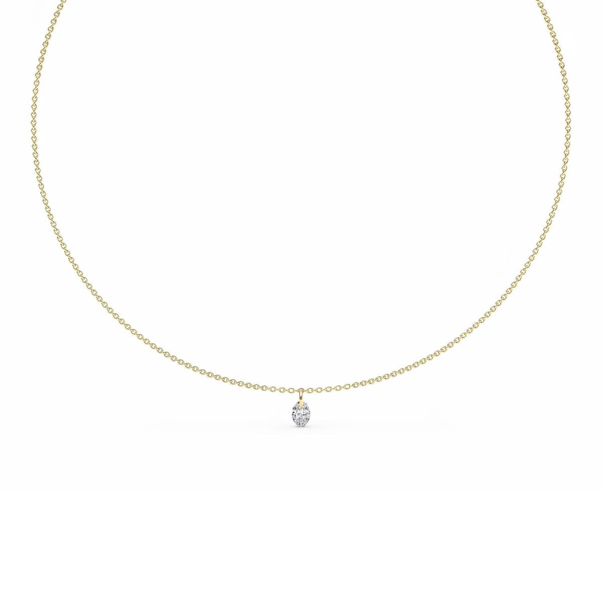 14K Yellow Gold Lab Grown Diamond NECKLACE 0.72 ctw SJN08223OV-0.75CT-18IN