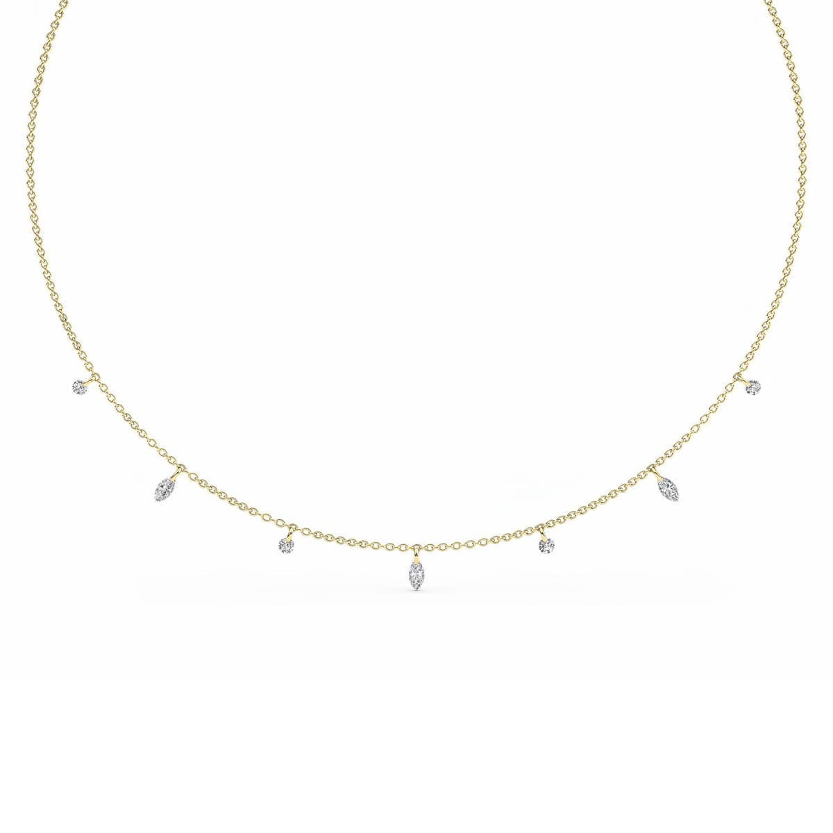14K Yellow Gold Lab Grown Diamond NECKLACE 1.02 ctw SJN08228MS-1.00CT-18IN