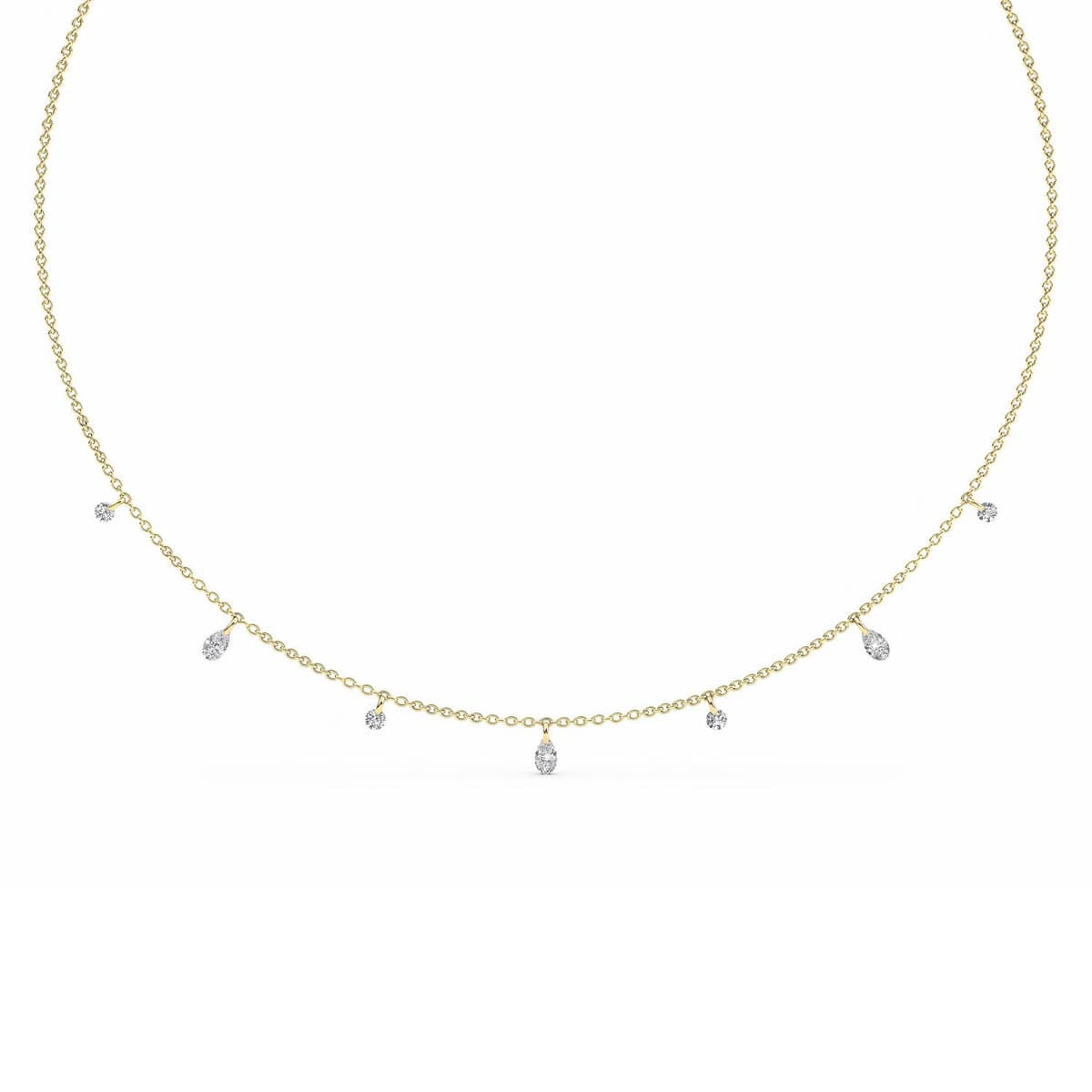 14K Yellow Gold Lab Grown Diamond NECKLACE 1.08 ctw SJN08229MS-1.00CT-18IN