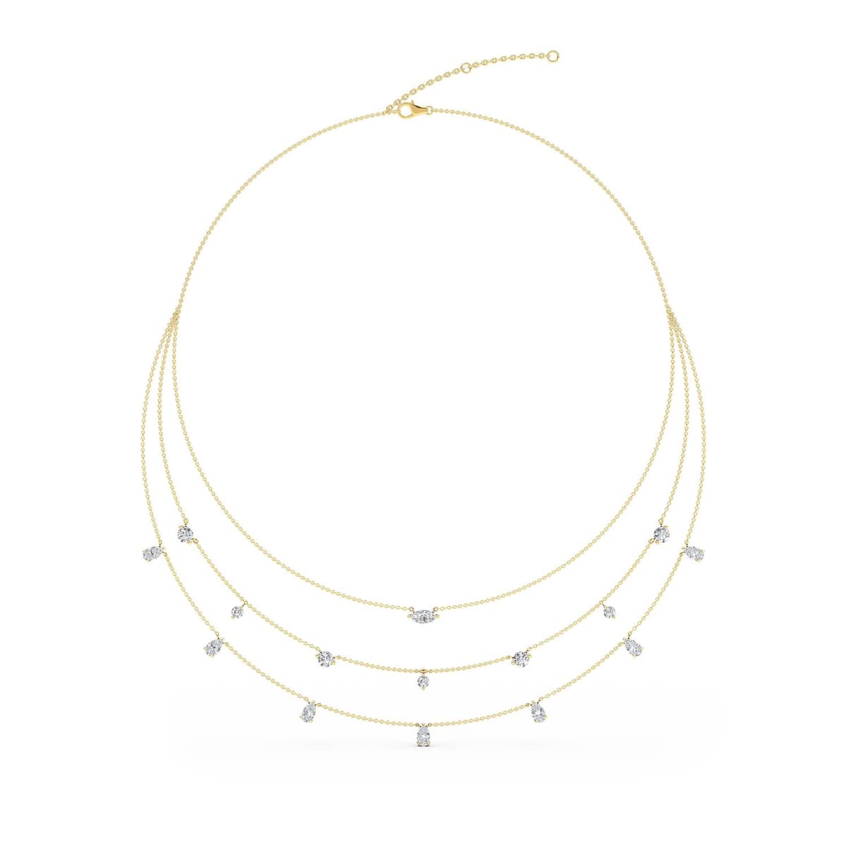 14K Yellow Gold Lab Grown Diamond NECKLACE 3.23 ctw SJN08232-3.00CT-18IN
