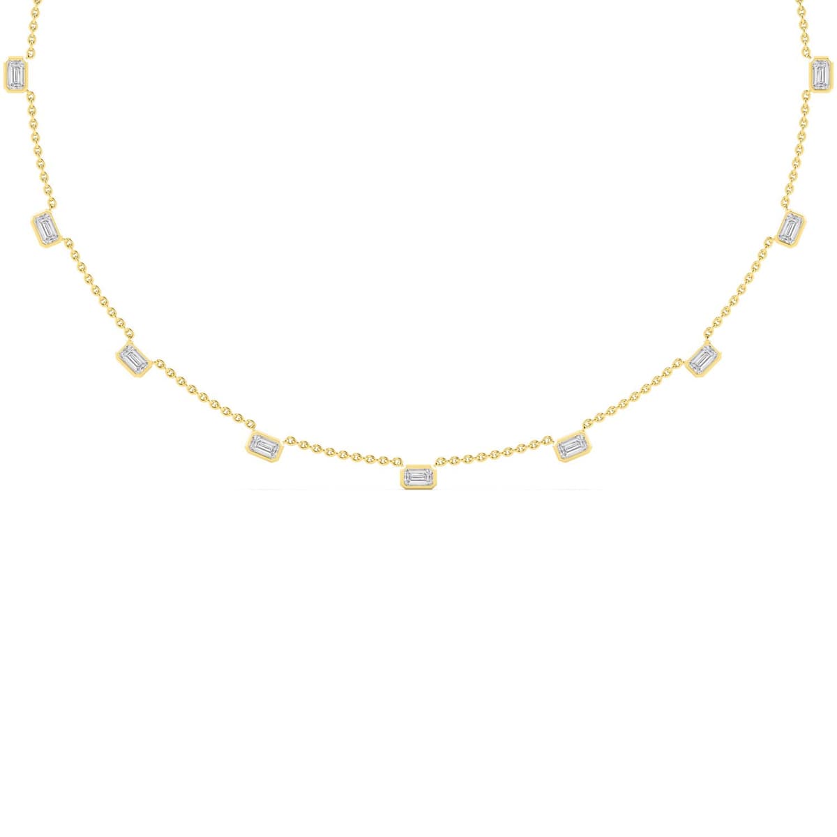 14K Yellow Gold Lab Grown Diamond NECKLACE 3.41 ctw SJN08464EM-3.50CT-16IN