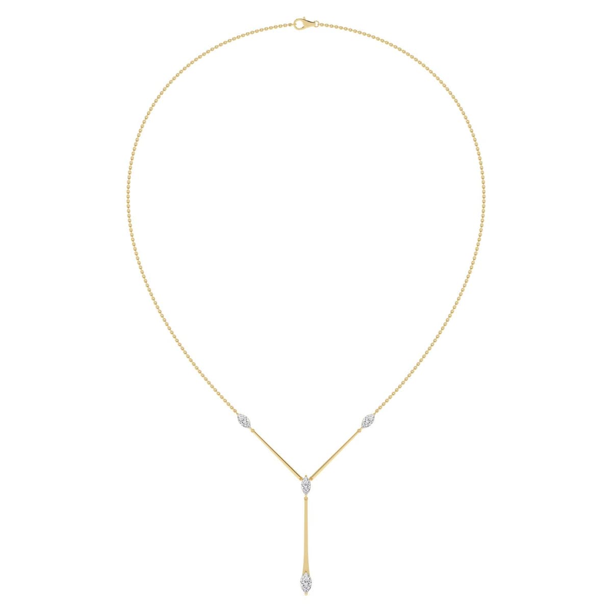 14K Yellow Gold Lab Grown Diamond NECKLACE 1.48 ctw SJN08543MQ-1.50CT-16IN