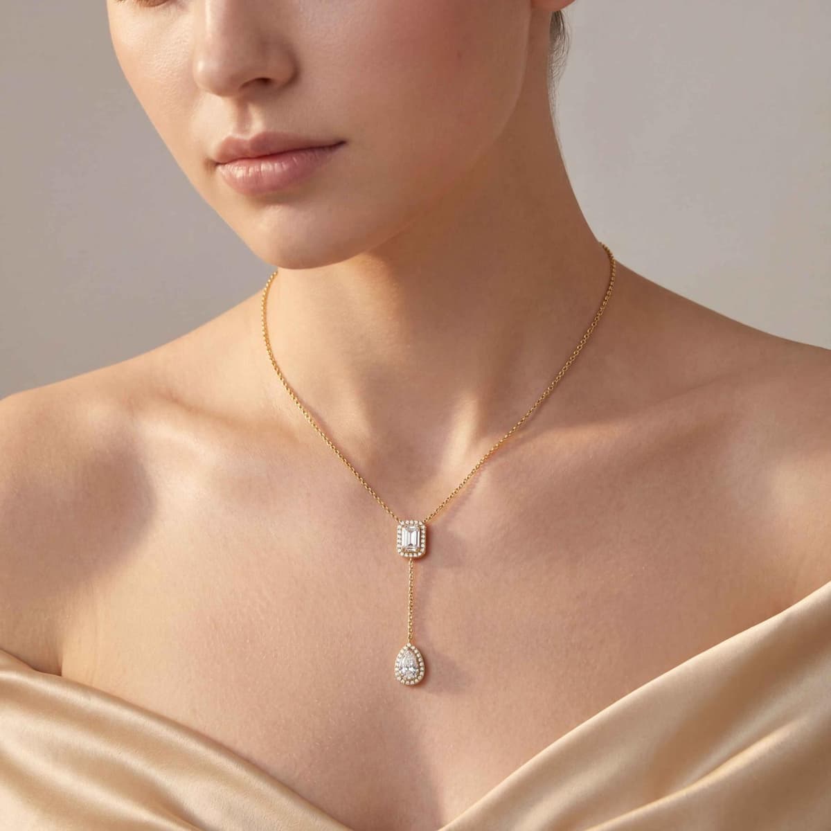 14K Yellow Gold Lab Grown Diamond NECKLACE 2.01 ctw SJN08546EMPE-1.75CT