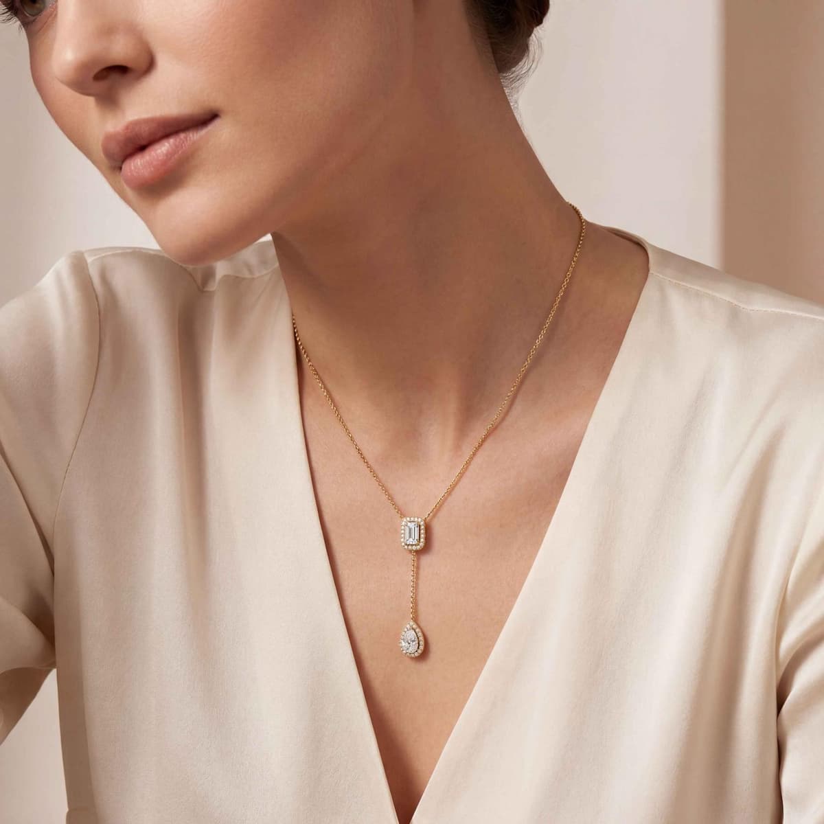 14K Yellow Gold Lab Grown Diamond NECKLACE 2.01 ctw SJN08546EMPE-1.75CT