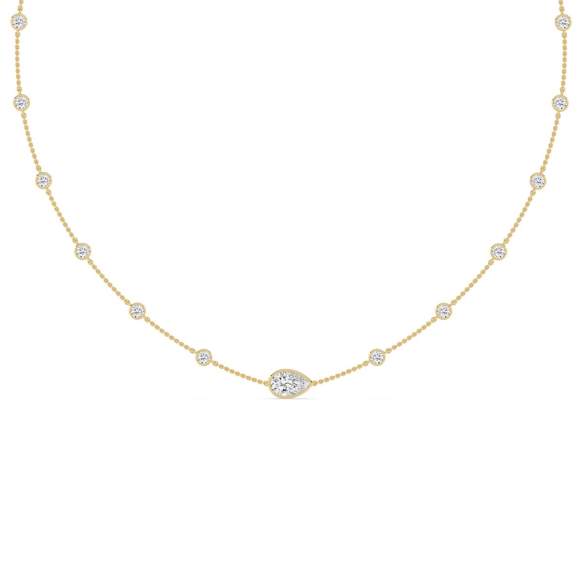 14K Yellow Gold Lab Grown Diamond NECKLACE 2.53 ctw SJN08571PE-1.00CT-16IN