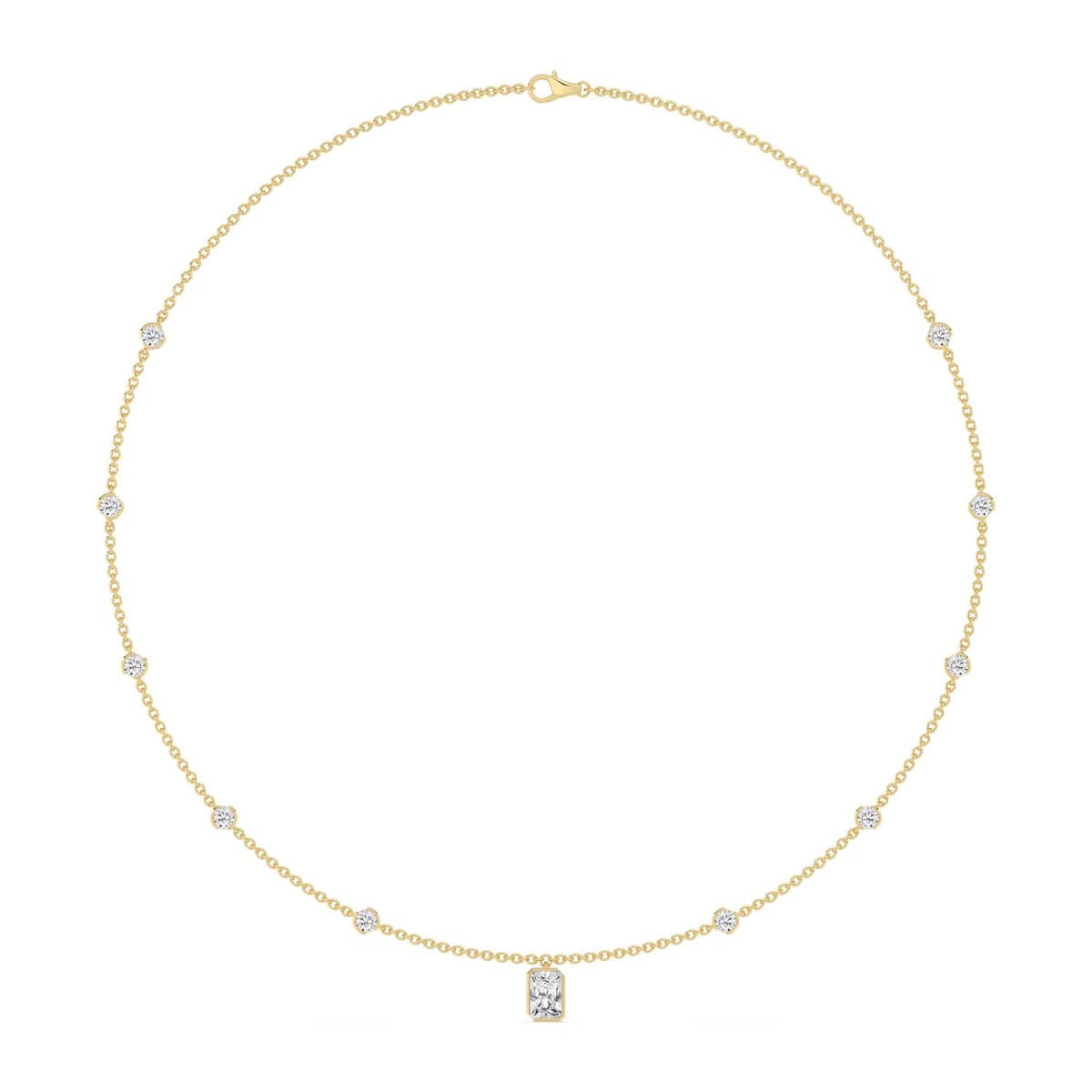 14K Yellow Gold Lab Grown Diamond NECKLACE 2.50 ctw SJN08573RDT-1.00CT-16IN