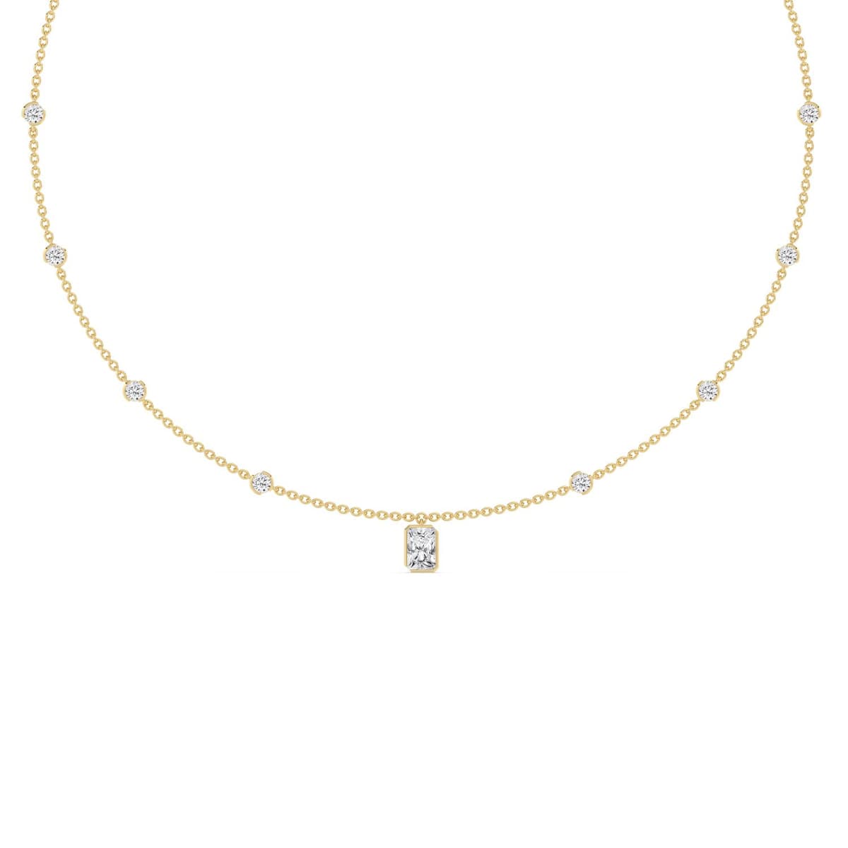 14K Yellow Gold Lab Grown Diamond NECKLACE 2.50 ctw SJN08573RDT-1.00CT-16IN