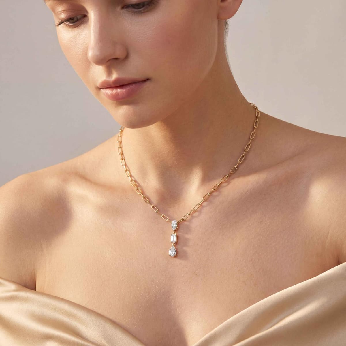 14K Yellow Gold Lab Grown Diamond NECKLACE 2.84 ctw SJN08651-2.75CT-18IN