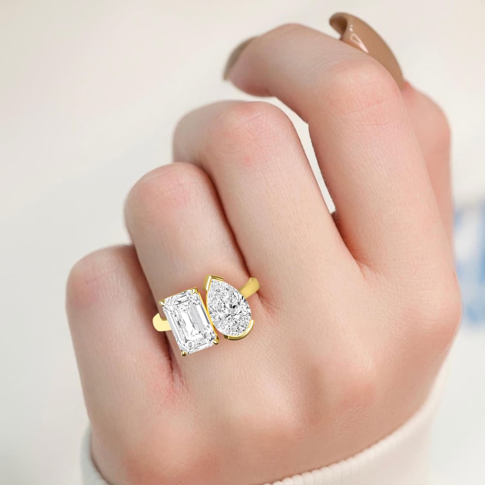 14K Yellow Gold Lab Grown Diamond Toi Et Moi Rings 5.25 ctw SJR60347EMPE-5.25CT