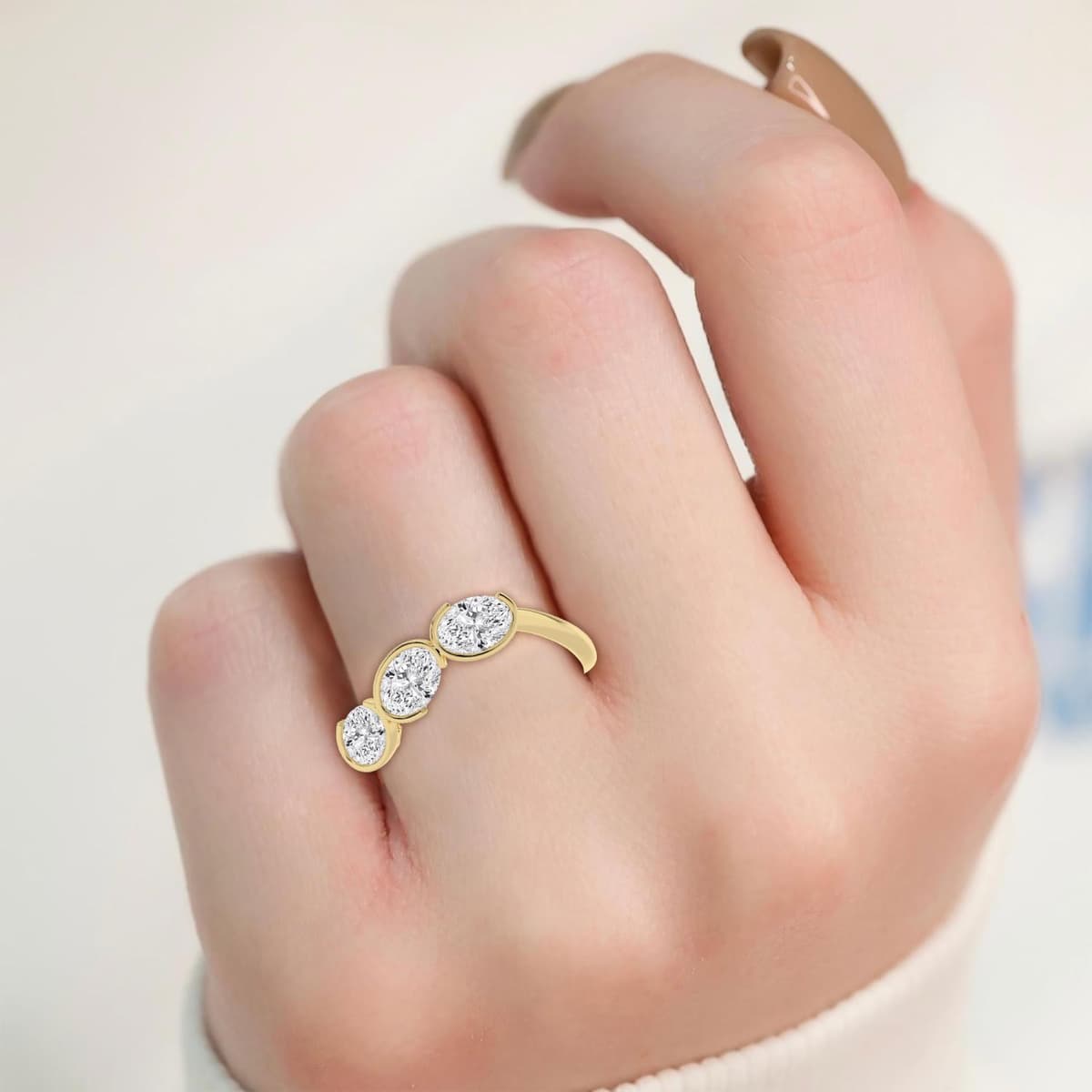 14K Yellow Gold Lab Grown Diamond RING 1.60 ctw SJR62420OV-1.63CT
