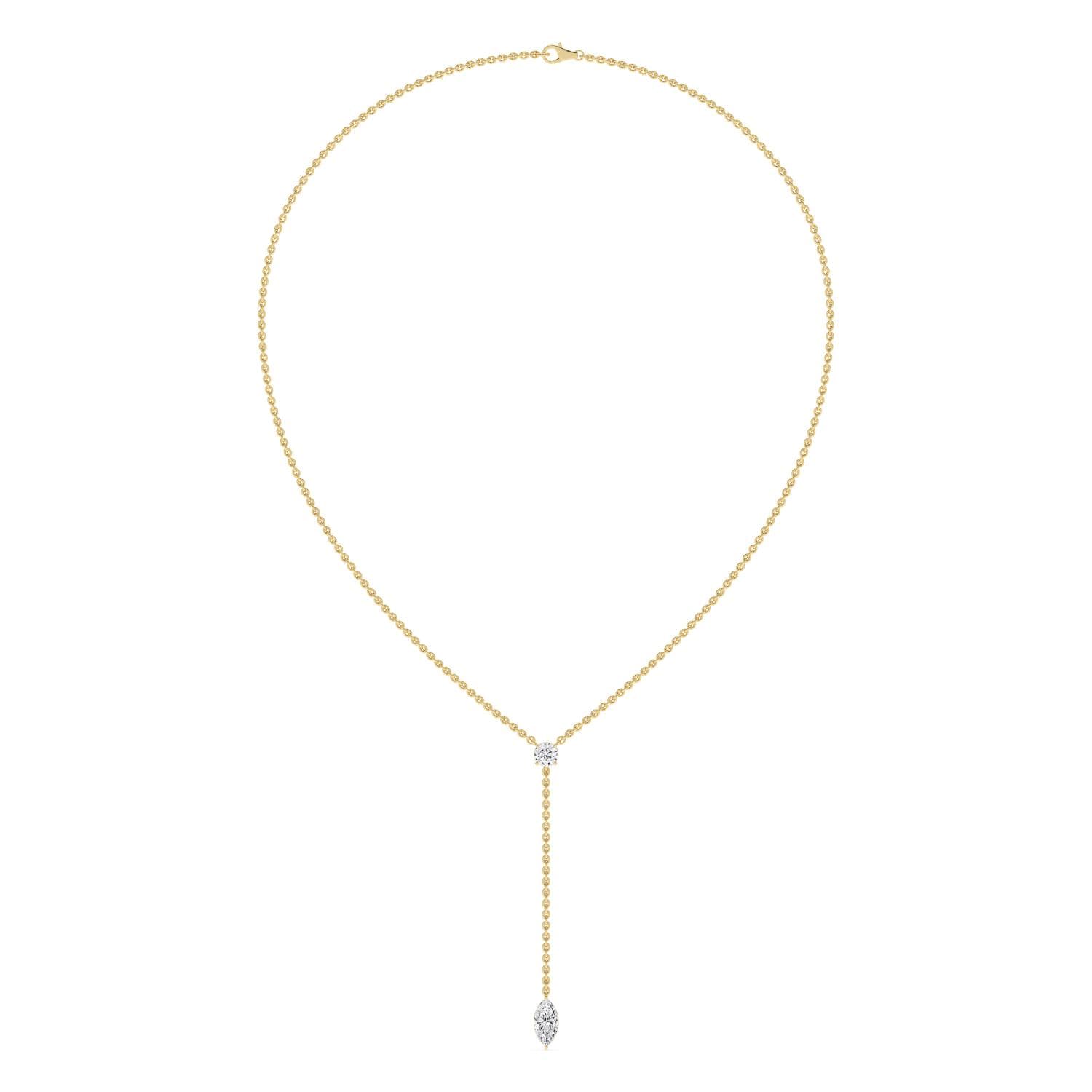 14K Yellow Gold Lab Grown Diamond NECKLACE 1.52 ctw SJN08544MQ-1.00CT-16IN